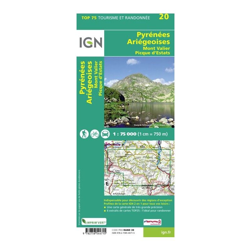 IGN Pyrénées-Ariégeoises / Mont-Valier / Pic-D'Estats - Carte topographique | Hardloop
