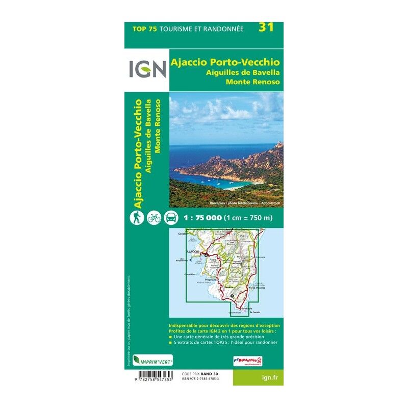 IGN Ajaccio / Porto Vecchio / Aiguilles De Bavella / Monte Renoso - Mapa topograficzna | Hardloop