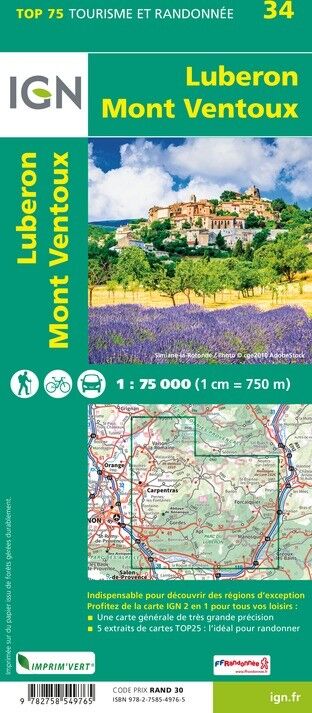 IGN Lubéron.Mont-Ventoux - Mapa topograficzna | Hardloop