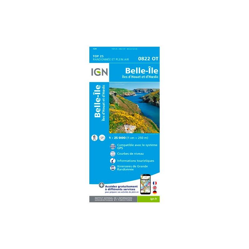 Belle-Île.Îles D'Houat Et D'Hoëdic - Mapa topográfico