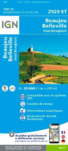 IGN Beaujeu / Belleville / Haut Beaujolais - Carte topographique | Hardloop