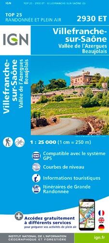 IGN Villefranche-Sur-Saone - Carte topographique | Hardloop