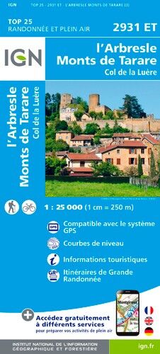 IGN L'Arbresle / Monts De Tarare - Mapa topograficzna | Hardloop