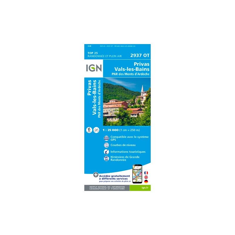 Privas. Vals Les Bains - Mapa topográfico