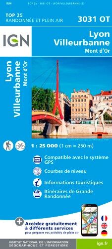 IGN Lyon / Villeubanne / Mont D'Or - Carte topographique | Hardloop
