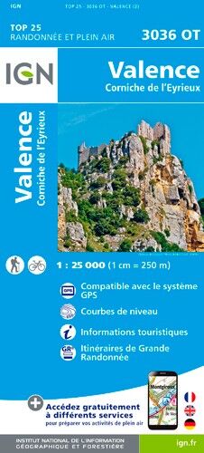 IGN Valence / Corniche De L'Eyrieux - Carte topographique | Hardloop