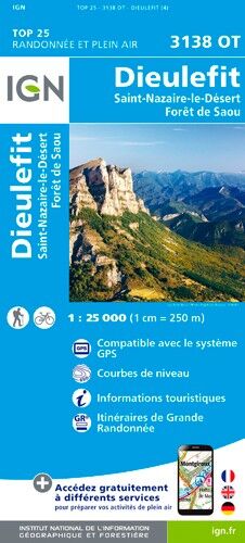 IGN Dieulefit / St-Nazaire-Le-Désert / Forêt De Saou - Mapa topograficzna | Hardloop