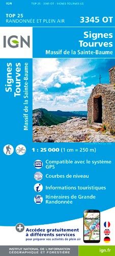 IGN Signes - Tourves - Massif De La Ste-Baume - Mapa topograficzna | Hardloop