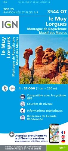 IGN Le Muy / Lorgues / Montagne De Roquebrune / Massif Des Maures - Carte topographique | Hardloop