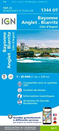 IGN Bayonne - Anglet - Biarritz - Carte topographique | Hardloop