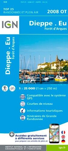 IGN Dieppe-Eu-Forêt D'Arques - Carte topographique | Hardloop