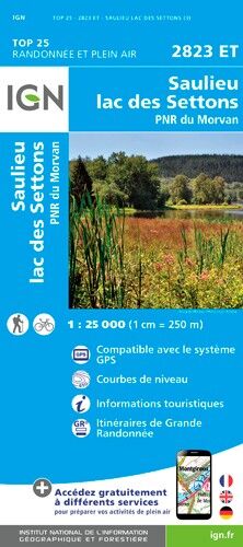 IGN Saulieu Lac De Settons - Carte topographique | Hardloop