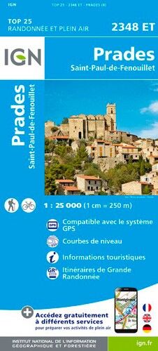 IGN Prades.Saint-Paul-De-Fenouillet - Carte topographique | Hardloop