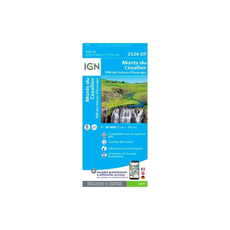 Monts Du Cézallier.Pnr Des Volcans D'Auvergne - Mapa topográfico