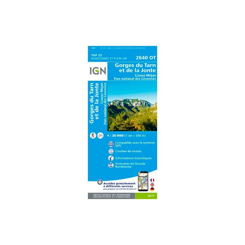 Gorges Du Tarn Et De La Jonte.Causse Méjan.Pn Des Cévennes - Mapa topográfico
