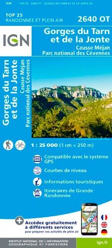 IGN Gorges Du Tarn Et De La Jonte.Causse Méjan.Pn Des Cévennes - Carte topographique | Hardloop