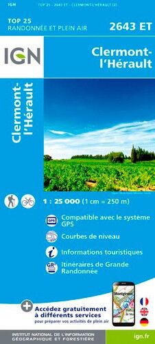 IGN Clermont L'Hérault - Carte topographique | Hardloop