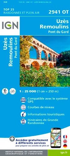 IGN Uzès / Remoulins / Pont Du Gard - Mapa topograficzna | Hardloop