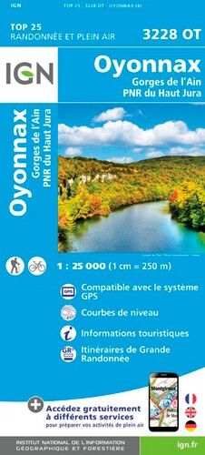 IGN Oyonnax.Gorges De L'Ain.Pnr Du Haut Jura - Carte topographique | Hardloop