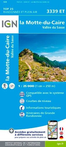 IGN La Motte Du Caire / Vallée Du Sasse - Carte topographique | Hardloop