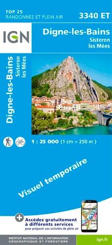 IGN Digne-Les-Bains.Sisteron.Les Mées - Carte topographique | Hardloop