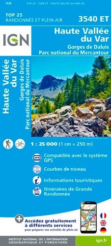 IGN Haute Vallée Du Var / Gorges De Daluis / Pn Du Mercantour - Carte topographique | Hardloop