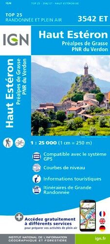IGN Haut Estéron / Préalpes De Grasse / Pnr Du Verdon - Carte topographique | Hardloop