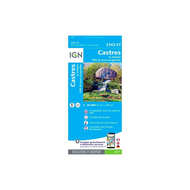 Castres.Le Sidobre.Pnr Du Haut Languedoc - Mapa topográfico