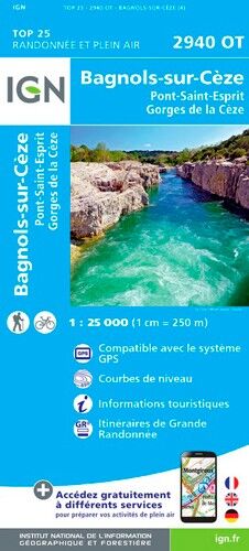 IGN Bagnols-Sur-Cèze / Pont-St-Esprit / Forêts De Valbonne Et De Méjannes - Carte topographique | Hardloop