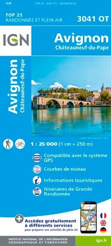 IGN Avignon / Châteauneuf-Du-Pape - Carte topographique | Hardloop