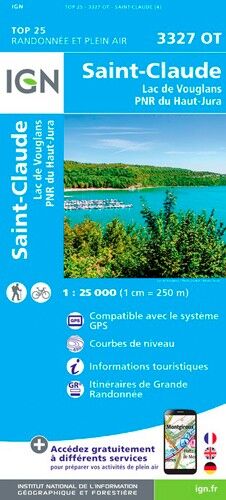 IGN St-Claude.Lac De Vouglans.Pnr Du Haut Jura - Carte topographique | Hardloop