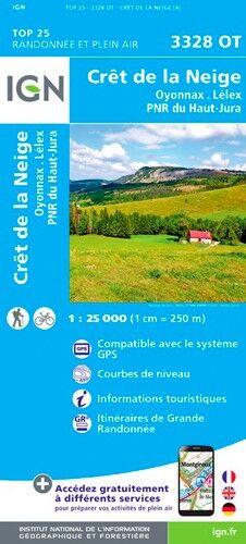 IGN Crêt De La Neige.Oyonnax.Lélex.Pnr Du Haut Jura - Carte topographique | Hardloop