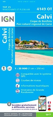 IGN Calvi.Cirque De Bonifatu.Pnr De Corse - Carte topographique | Hardloop