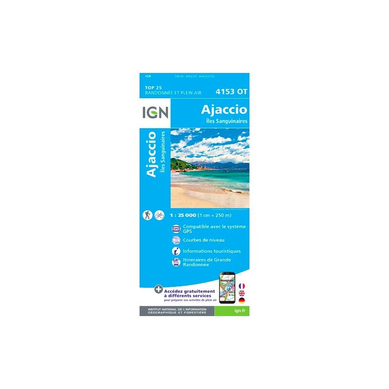 IGN Ajaccio.Îles Sanguinaires - Carte topographique | Hardloop