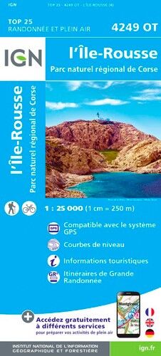 IGN L'Île Rousse.Pnr De Corse - Carte topographique | Hardloop