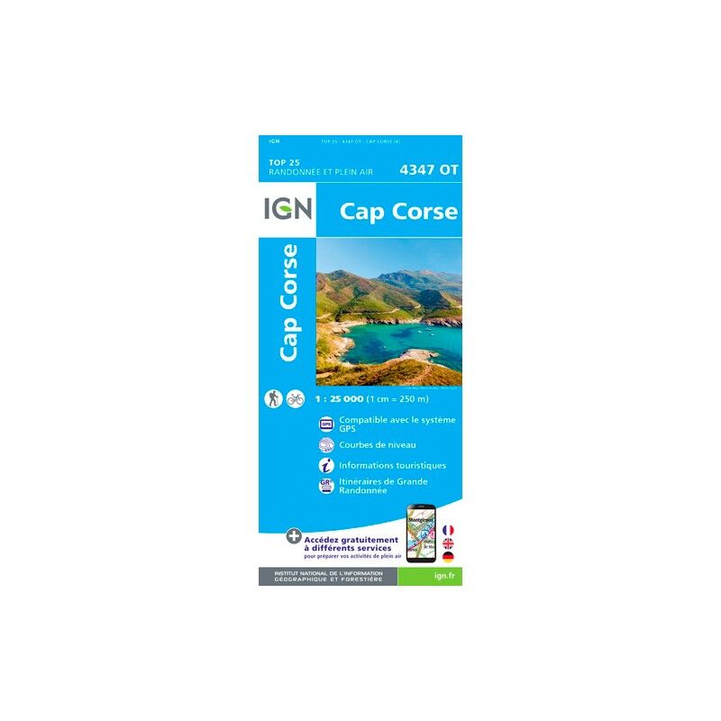 Cap Corse - Mapa topográfico