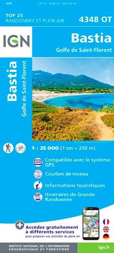 IGN Bastia.Golfe De Saint-Florent - Carte topographique | Hardloop