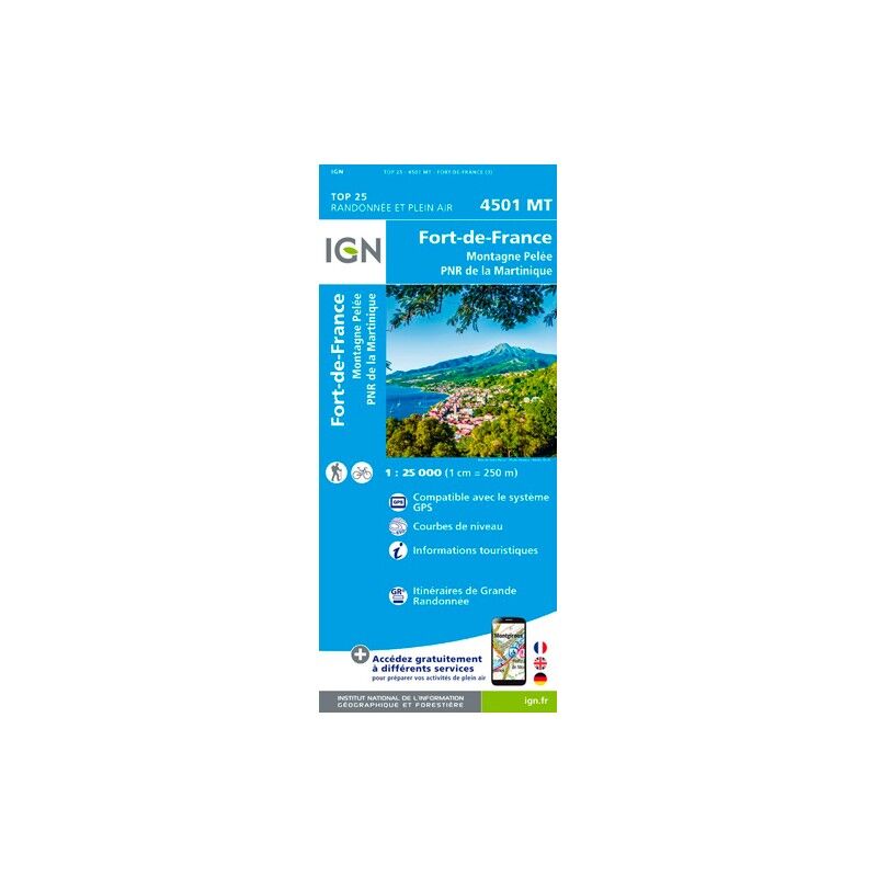 IGN Fort-De-Fance.Montagne Pelee.Pnr De Martinique - Carte topographique | Hardloop