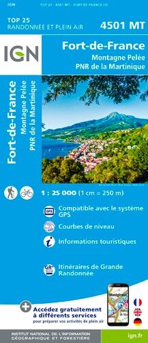 IGN Fort-De-Fance.Montagne Pelee.Pnr De Martinique - Carte topographique | Hardloop