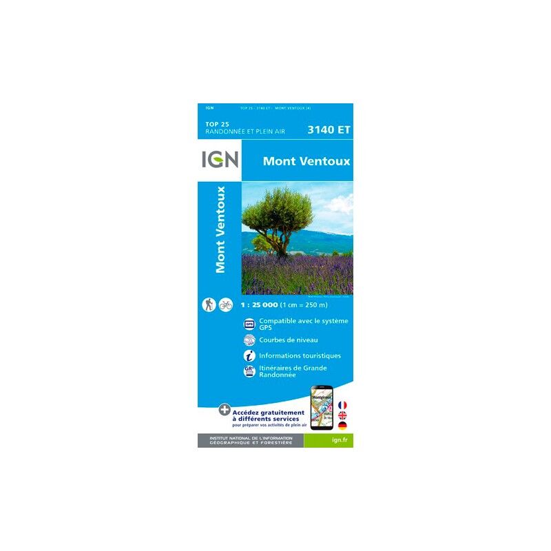 Mont Ventoux - Mapa topográfico