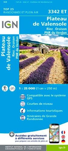 IGN Plateau De Valensole / Riez / Oraison / Pnr Du Verdon - Carte topographique | Hardloop