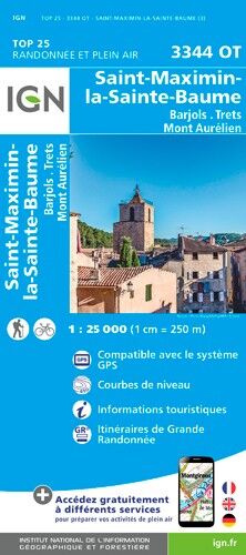 IGN Saint-Maximin-La-Sainte-Baume / Barjols / Trets / Mont Aurelien - Carte topographique | Hardloop