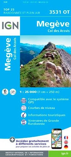 IGN Mégève - Col Des Aravis - Mapa topograficzna | Hardloop