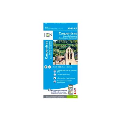 Carpentras. Vaison La Romaine. Dentelles De Montmirail - Mapa topográfico