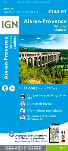 IGN Aix En Provence / Vitrolles / Lambesc - Carte topographique | Hardloop