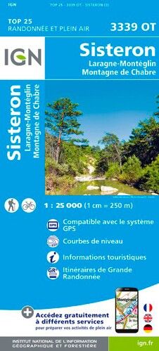 IGN Sisteron / Laragne-Montéglin / Montagne De Chabre - Mapa topograficzna | Hardloop