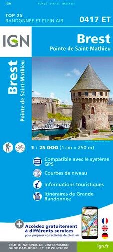 IGN Brest / Pointe De Saint Mathieu - Carte topographique | Hardloop