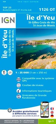 IGN Ile-D'Yeu / Saint-Gilles - Croix-De-Vie - Carte topographique | Hardloop