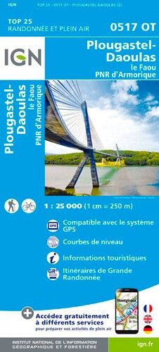 IGN Plougastel-Daoulas. Le Faou. Pnr D'Armorique - Carte topographique | Hardloop