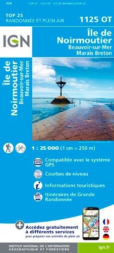 IGN Île De Noirmoutier.Beauvoir-Sur-Mer.Bourgneuf-En-Retz.Marais Breton - Carte topographique | Hardloop